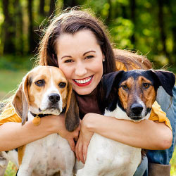 Woman with Two Dogs 1
